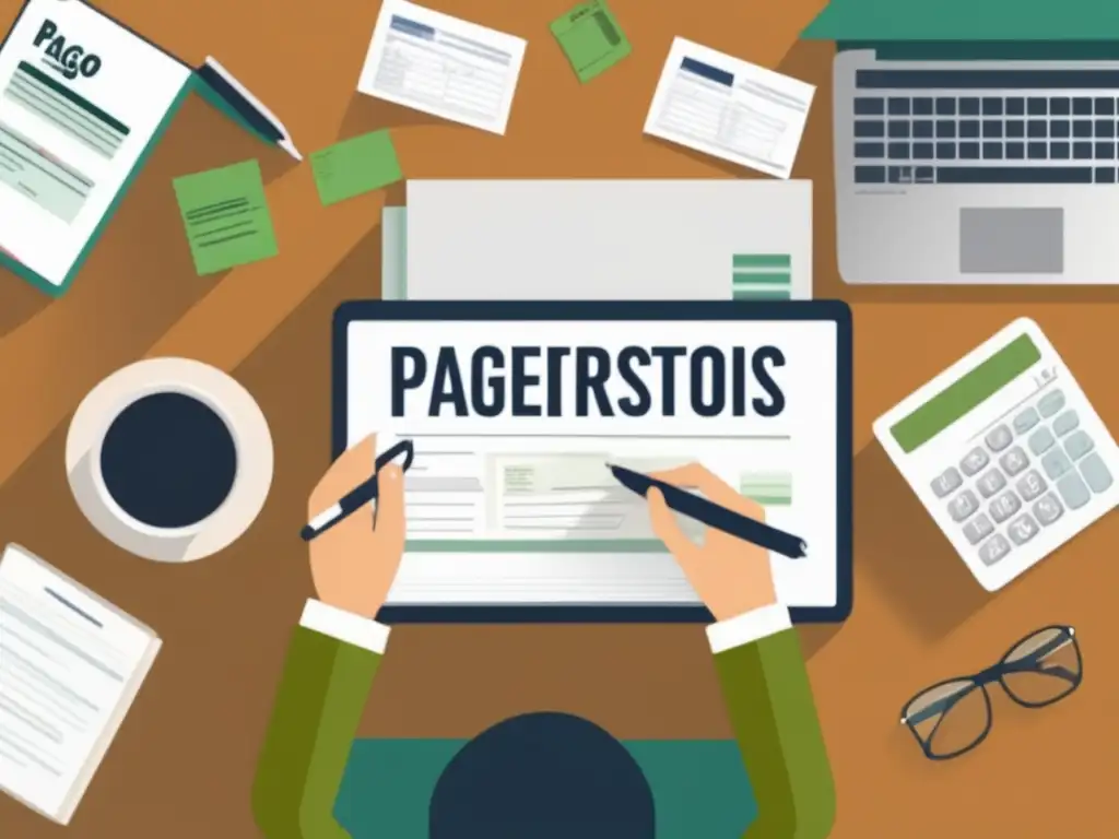 Freelancer trabajando en declaración de impuestos Freelancer preparando declaración de impuestos: profesionalidad y atención al detalle en escritorio organizado