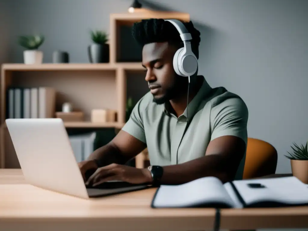 Freelancer en un espacio de trabajo organizado y sereno Imagen: Freelancer trabajando en un espacio organizado con ingresos pasivos para freelancers