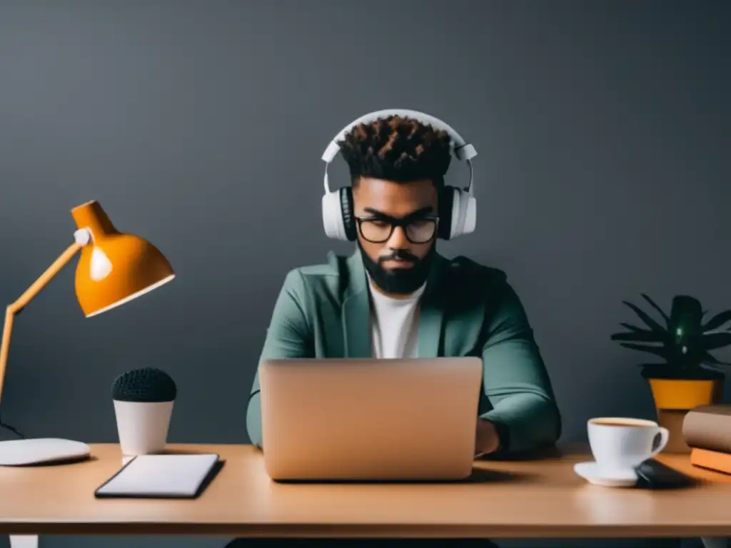 Freelancer creativo en su escritorio Freelancer trabajando en un escritorio con laptop, objetos profesionales, seguro de responsabilidad civil para freelancers