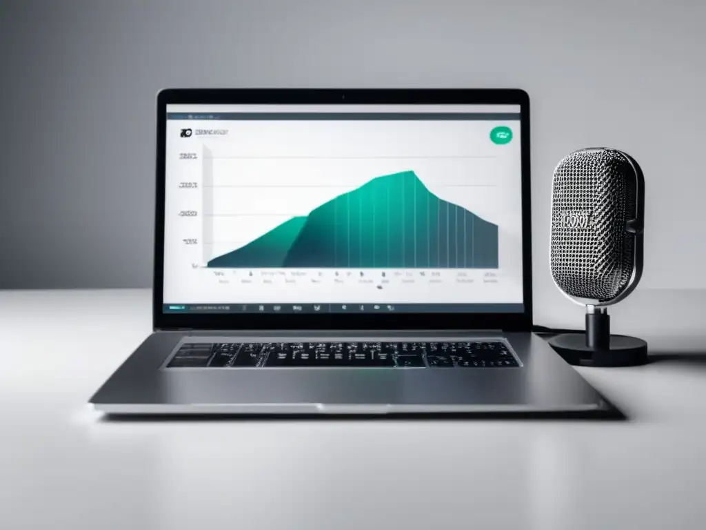 Laptop y micrófono para podcast: Monetización sin esfuerzo Laptop y micrófono para generar ingresos automáticos a través de un podcast o blog