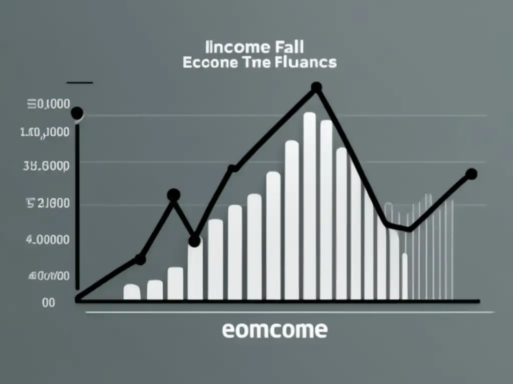Gráfico de líneas de ingresos freelance y fluctuaciones económicas Gráfico minimalista fluctuaciones económicas: Proteger finanzas freelancer