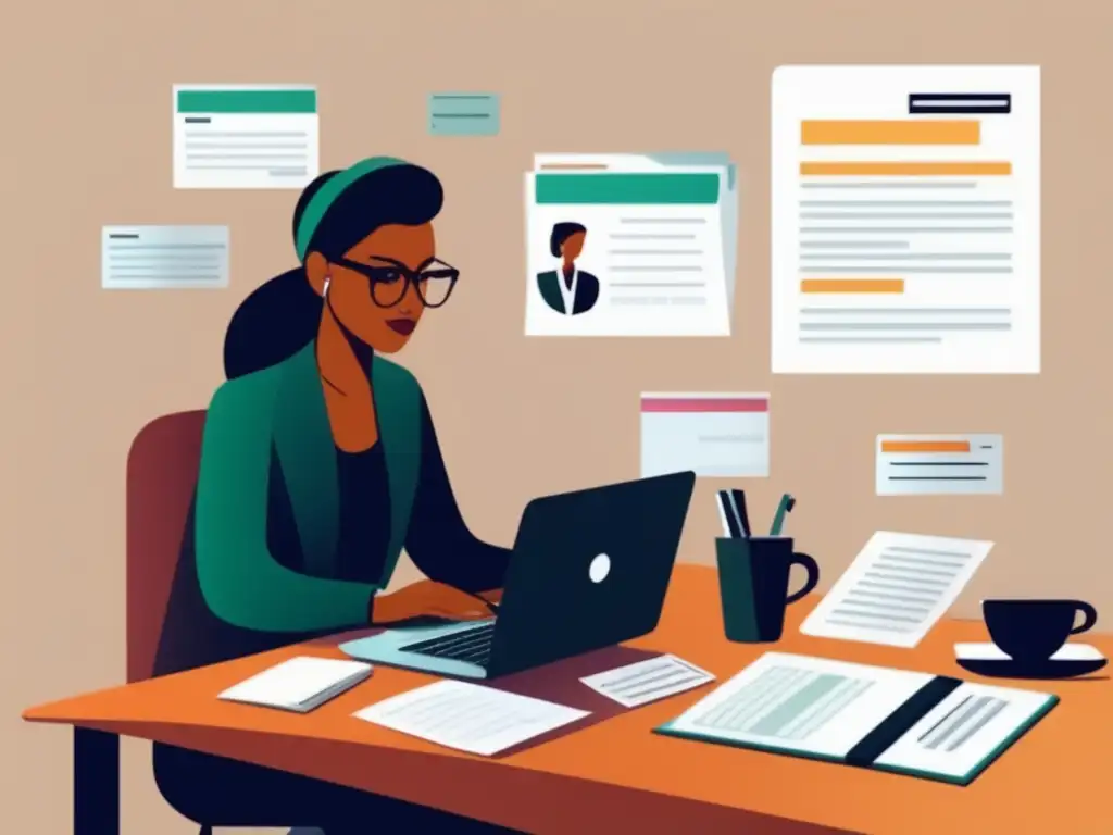 Contratos financieros para freelancers Freelancer en escritorio moderno rodeado de contratos financieros para freelancers