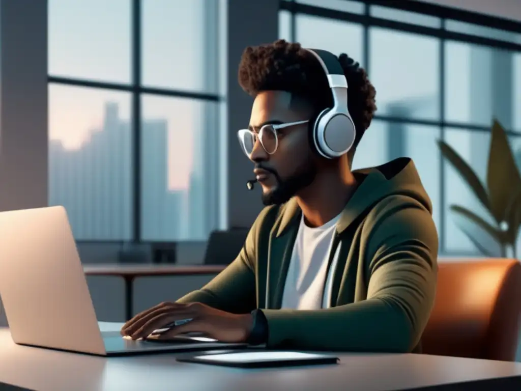 Freelancer en espacio de trabajo minimalista Freelancer generando ganancias pasivas en un espacio de trabajo minimalista -