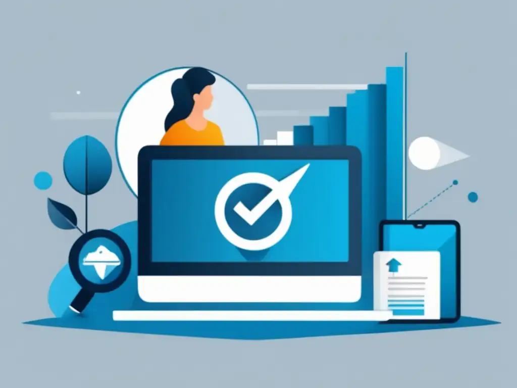 Finanzas para freelancers Cursos de habilidades financieras para freelancers: Imagen minimalista con un freelancer en un escritorio rodeado de elementos financieros