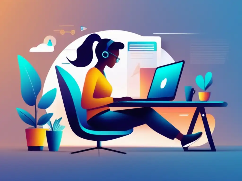 Ilustración de un freelancer rodeado de errores financieros Ilustración de un freelancer en un entorno financiero con errores financieros de freelancers