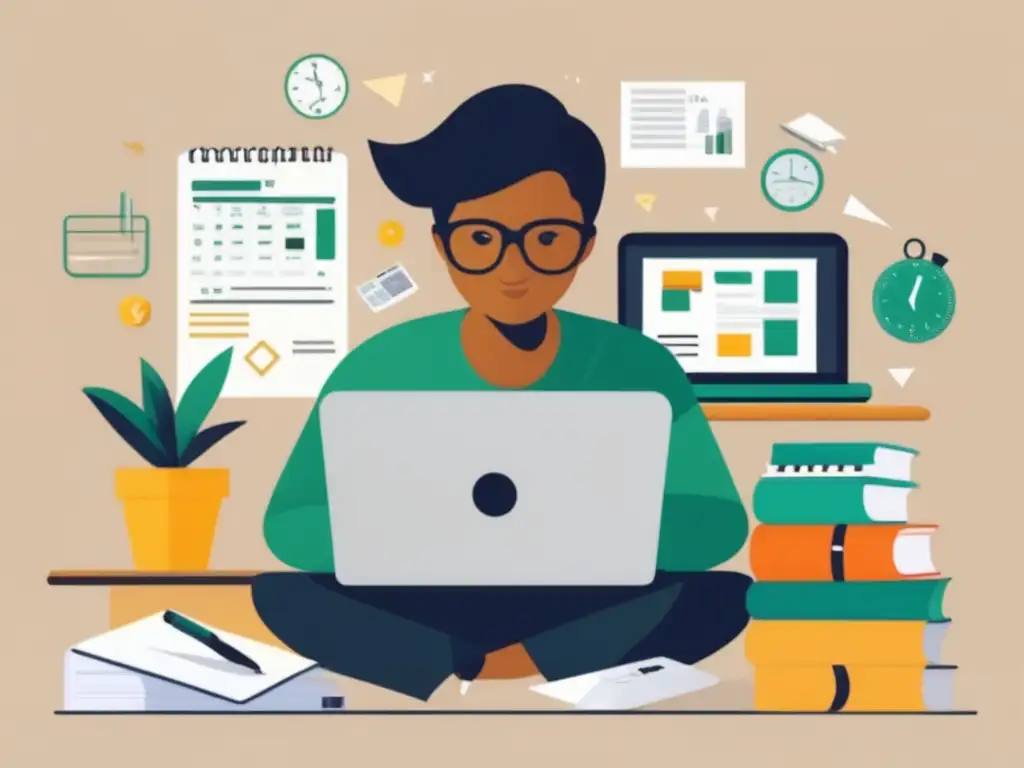 Freelancer evaluando gastos mensuales Freelancer evaluando tarifas adecuadas y gastos mensuales