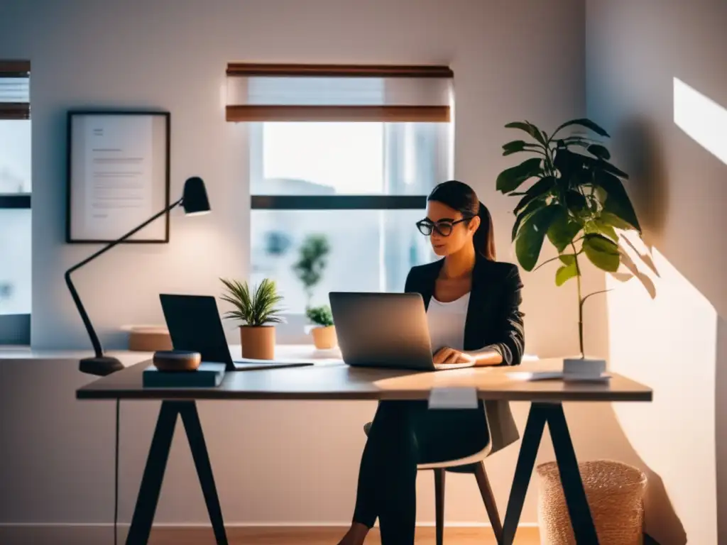 Freelancer eficiente y organizado en su escritorio Freelancer enfocado en la gestión de pagos tardíos para freelancers