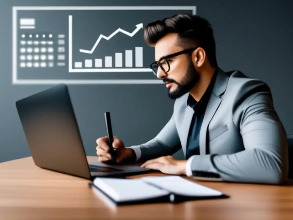 Freelancer eficiente y profesional Imagen de freelancer con laptop y calculadora, transmite profesionalismo y éxito, tarifas adecuadas para freelancers