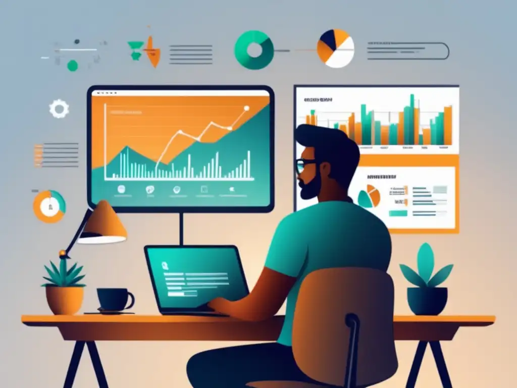 Freelancer en espacio de trabajo limpio y moderno 'Freelancer exitoso con estrategias de inversión'