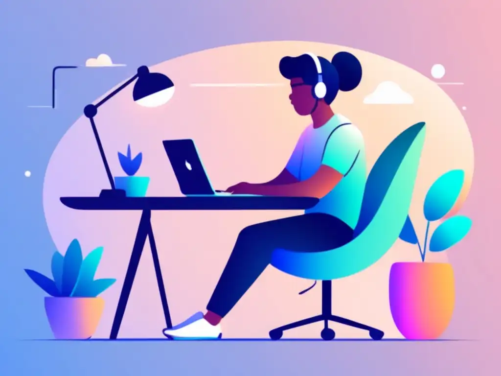 Freelancer organizado trabajando en su escritorio Ilustración minimalista de freelancer en escritorio con planificación financiera para freelancers
