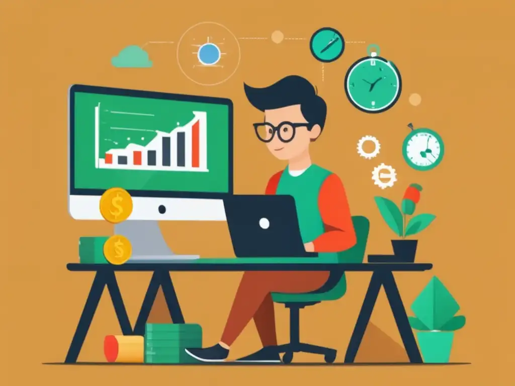 Freelancer enfocado en inversiones Opciones de inversión para freelancers en un espacio minimalista