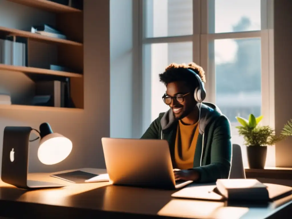 Freelancer concentrado en su escritorio Freelancer en escritorio organizado, trabajando en finanzas con libros de finanzas para freelancers
