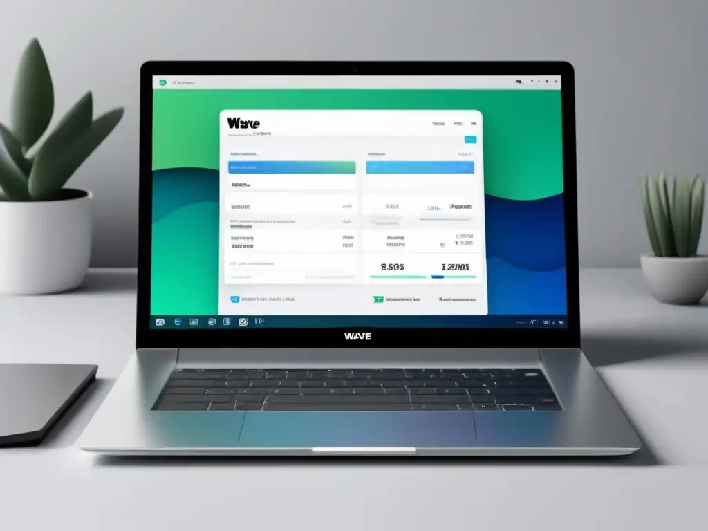 Laptop Wave: Interfaz intuitiva y profesional Laptop Wave: facturación personalizable, herramienta contable para freelancers