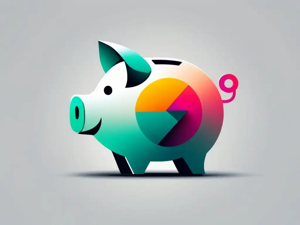 Ahorro simplista: alcancía geométrica Ilustración minimalista de alcancía: Ahorra dinero y destierra mitos