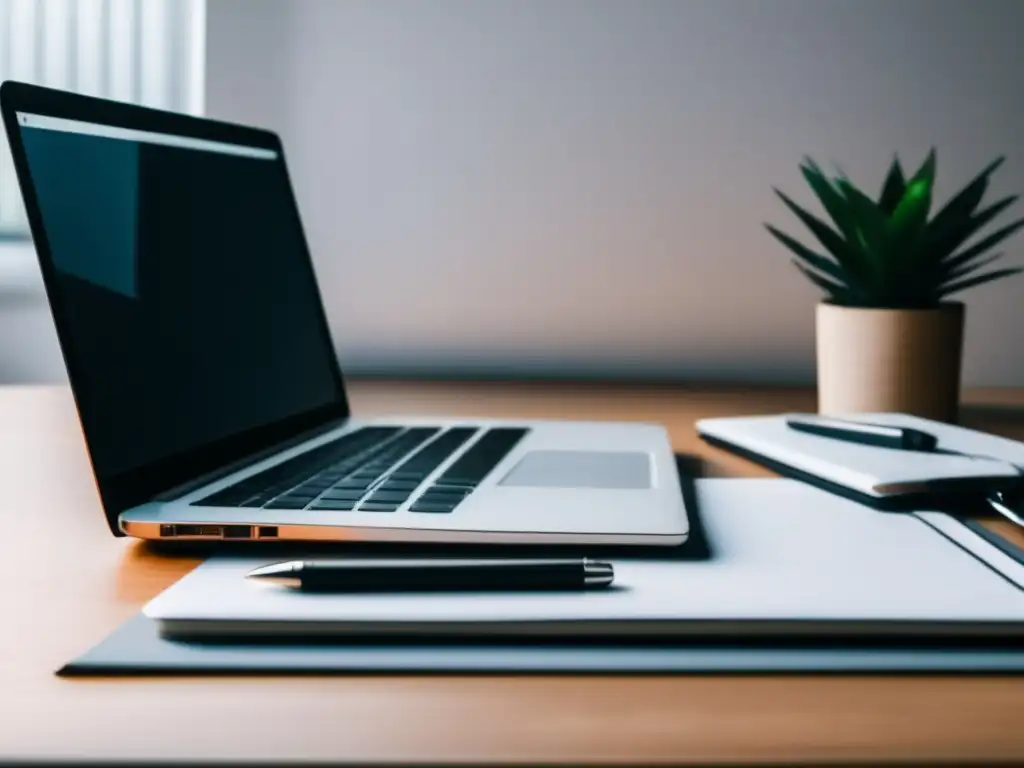 Escritorio minimalista para freelancer Escritorio minimalista para freelancer con enfoque en técnicas de ahorro y planificación financiera