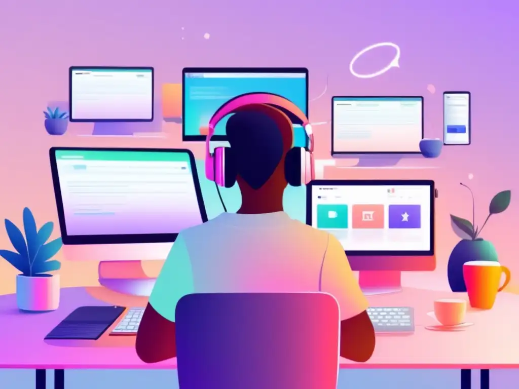 Foco en tutoriales online Persona enfocada, generando ingresos como freelancer con tutoriales online