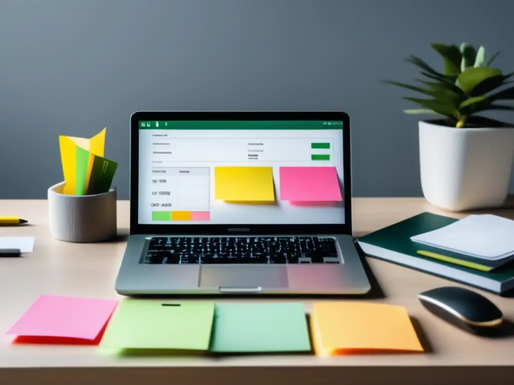 Espacio de trabajo limpio y organizado para freelancers Escritorio organizado con laptop, notebook y calculadora