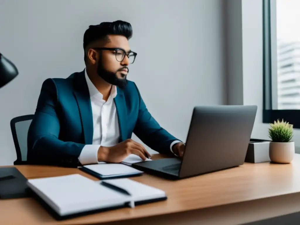 Freelancer organizado en escritorio minimalista Freelancer en escritorio minimalista evitando errores fiscales
