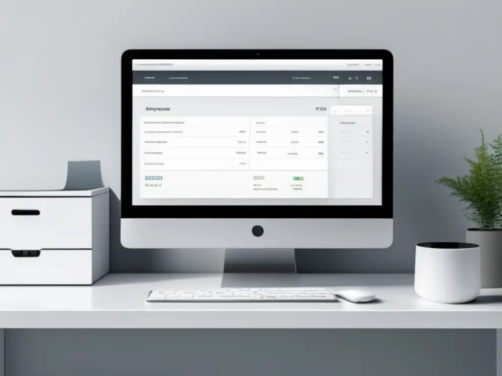 Workspace limpio y eficiente con software de facturación Software de facturación para freelancers en un espacio de trabajo minimalista y eficiente