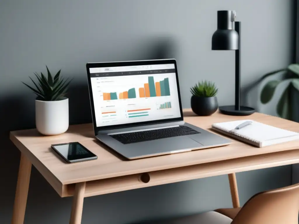 Espacio de trabajo minimalista para freelancers Espacio de trabajo minimalista para freelancers con herramientas de inversión