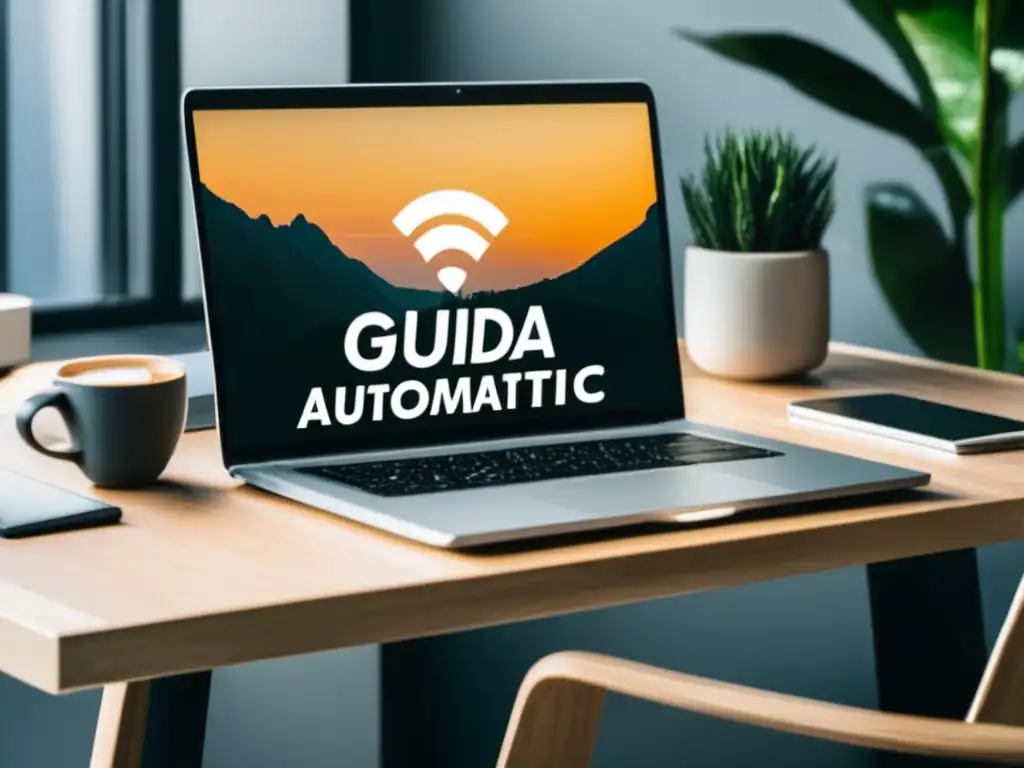 Espacio de trabajo minimalista con laptop Genera ingresos automáticamente con podcast o blog