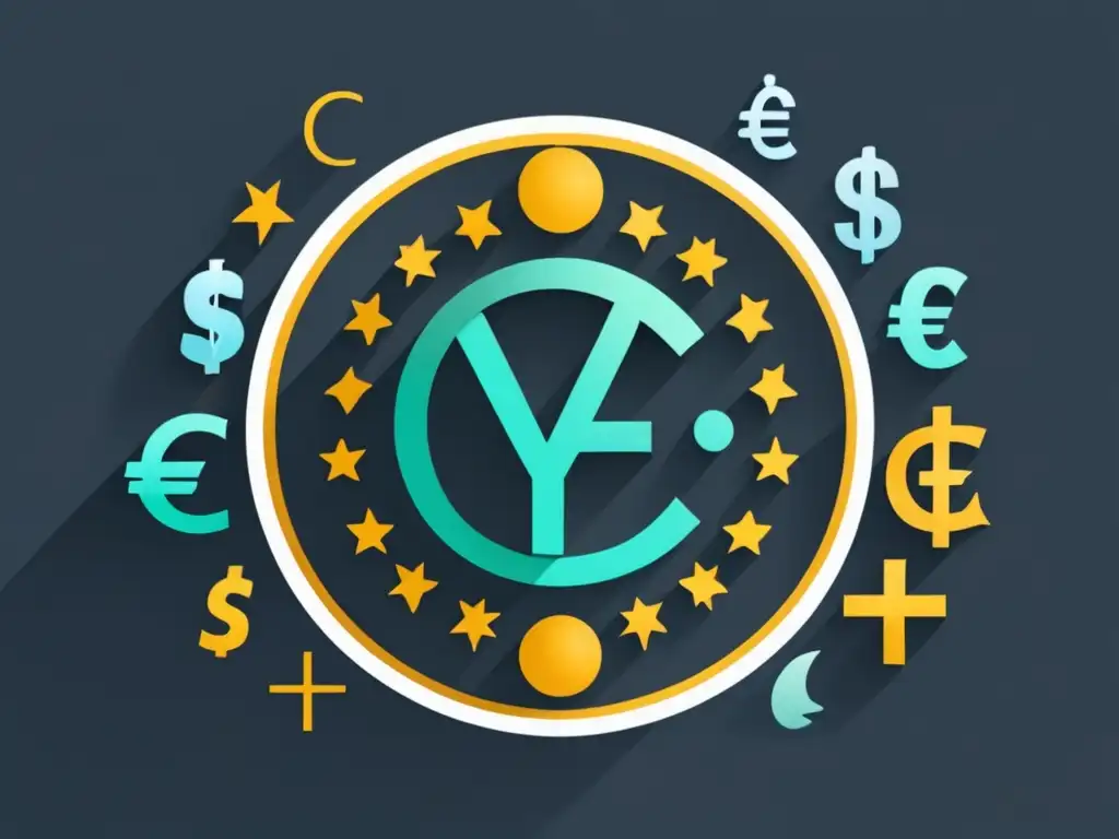 Globos y símbolos de moneda en un diseño minimalista Globales símbolos de moneda en diseño minimalista