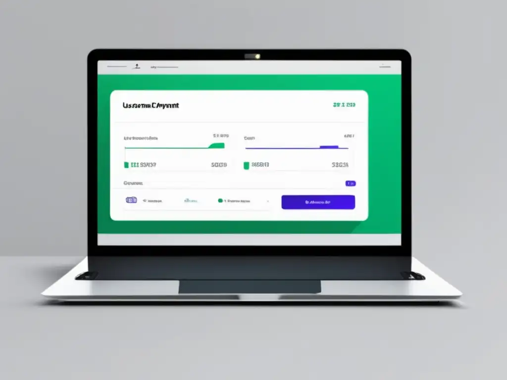 Laptop moderno con software de facturación y pagos intuitivo Laptop moderno con software de facturación y cobro para freelancers