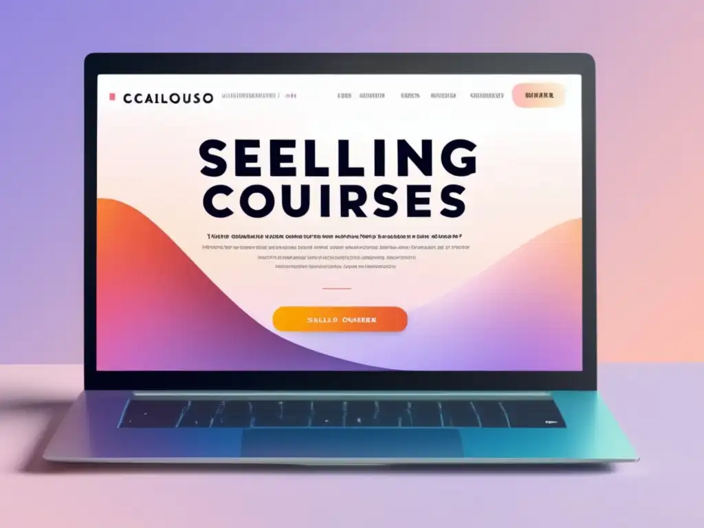 Laptop minimalista con página web de cursos online Laptop minimalista con pantalla vibrante, venta de cursos online para diversificar ingresos como freelancer