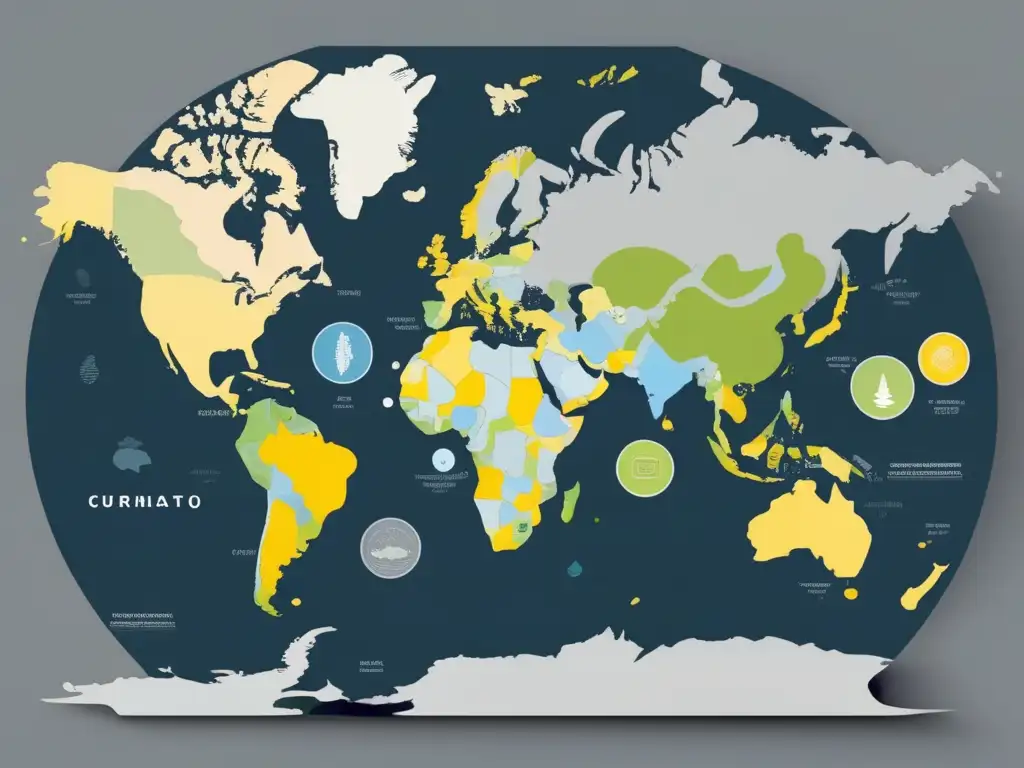 Mapa mundial minimalista con divisas Mapa mundial minimalista con moneda de cobro para freelancers