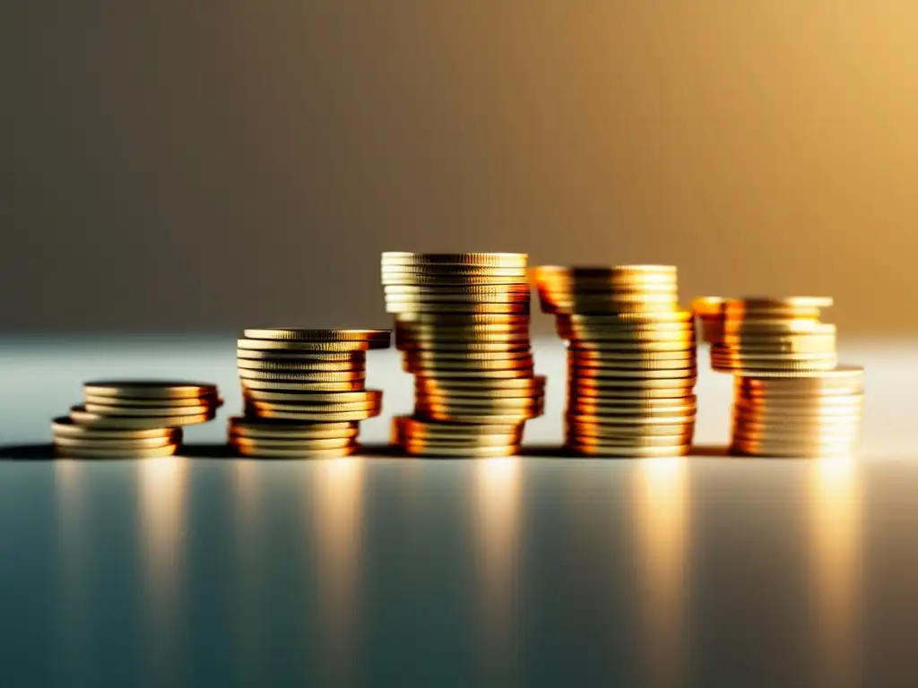 Monedas ordenadas y brillantes Errores comunes de los freelancers al planificar su jubilación: imagen de monedas ordenadas y brillantes en fondo sólido