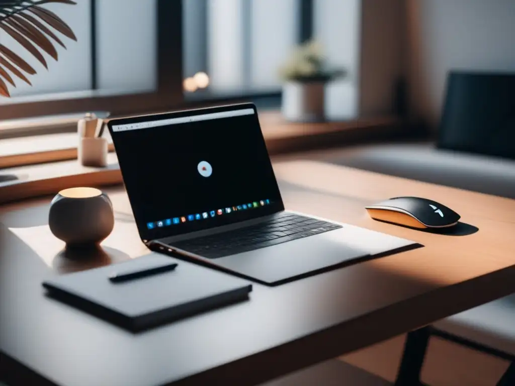 Espacio de trabajo minimalista para freelancer Escritorio minimalista para freelancer con vista a la ciudad: gestión de riesgos financieros para freelancers