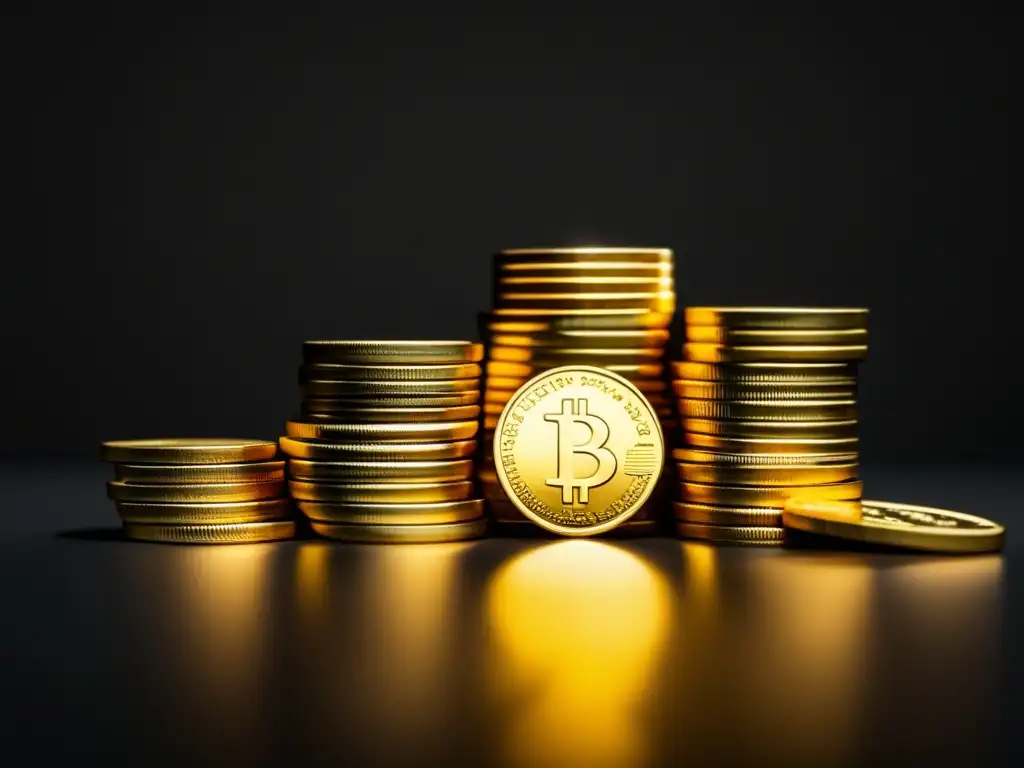 Monedas de oro iluminadas en fondo negro Establecer tarifas competitivas en el mundo freelance