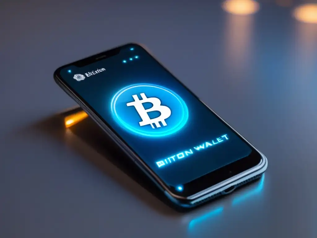 Cartera digital futurista con criptomonedas en un smartphone Ventajas de usar criptomonedas como método de pago para freelancers