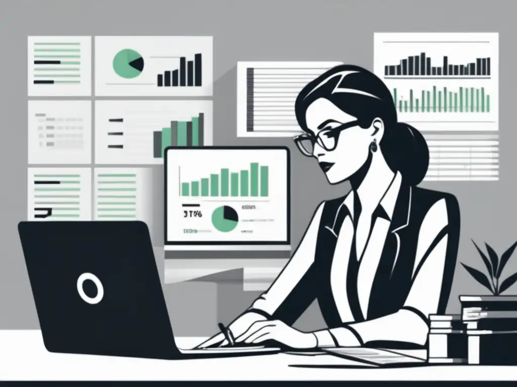 Mujer de negocios analizando inversiones Beneficios de financiar tu negocio freelance