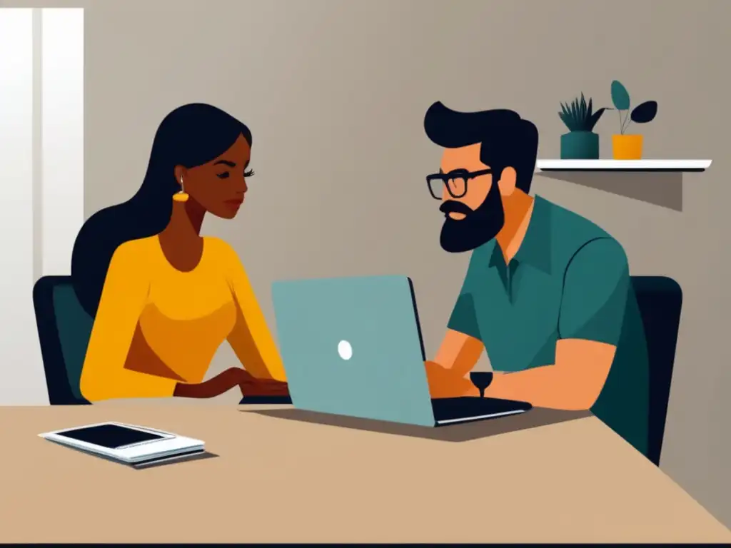 Negociación profesional Freelancer y cliente resolviendo disputas financieras en una negociación profesional