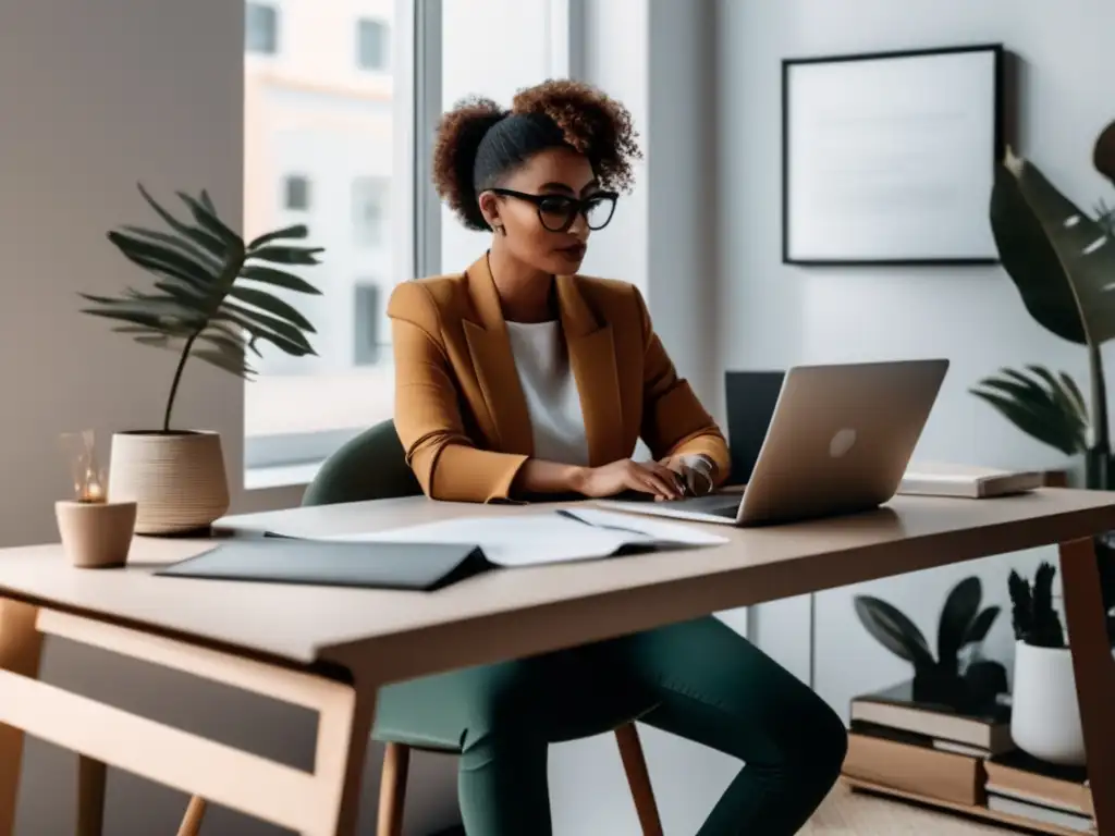Freelancer negociando en un escritorio moderno Freelancer negociando con habilidades para freelancers