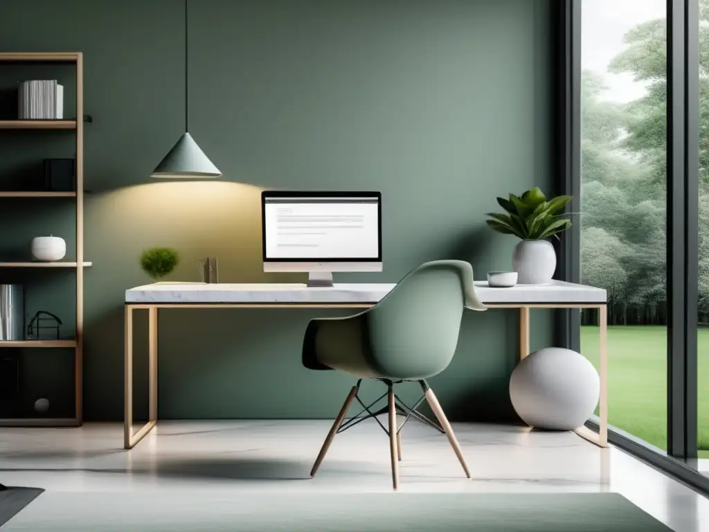Oficina en casa minimalista y serena Espacio de trabajo en casa: ingresos pasivos para freelancers