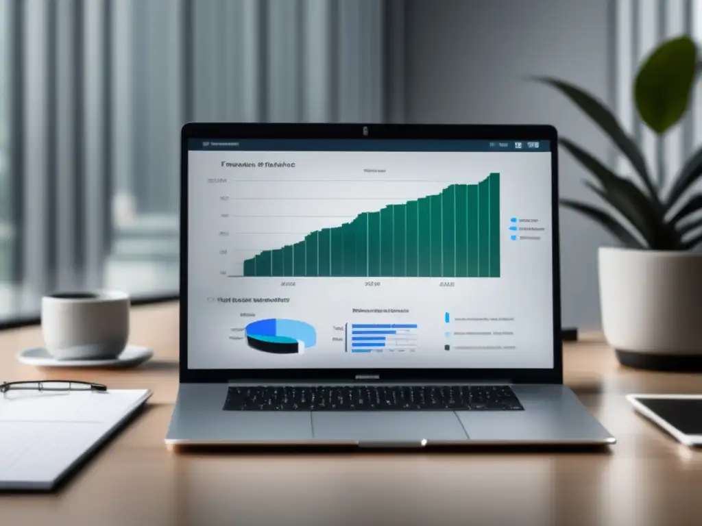Espacio de trabajo minimalista y organizado Oficina minimalista con escritorio de vidrio, laptop plateada y arte minimalista - Ventajas de ser freelancer en la economía global
