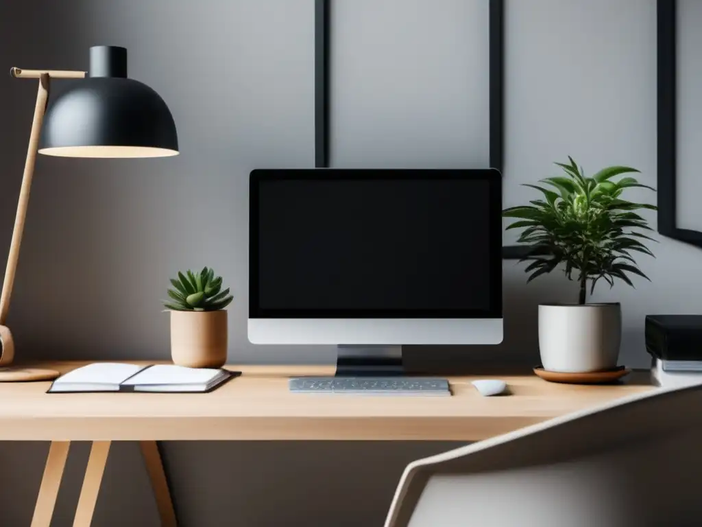Espacio de trabajo minimalista con luz natural Espacio de trabajo minimalista con planificación financiera para freelancers sin familia