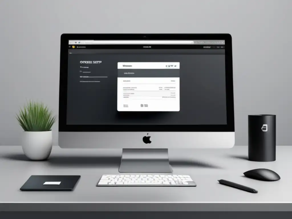 Escritorio minimalista con software de facturación Escritorio moderno con software de facturación para freelancers