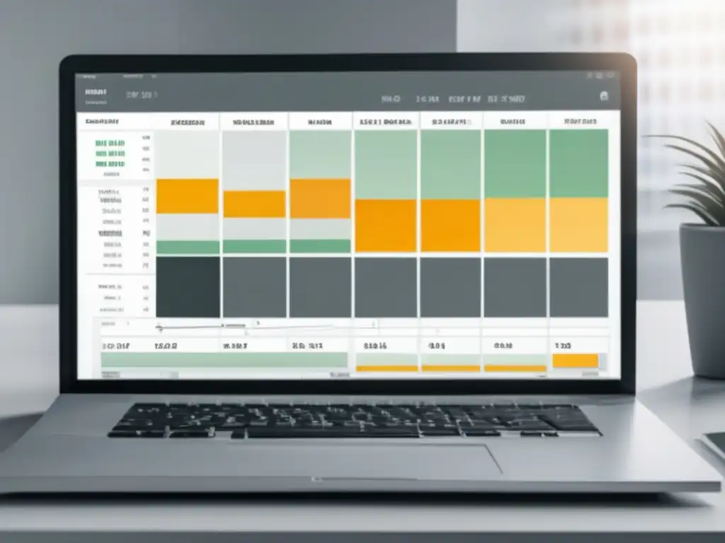 Hoja de cálculo financiera organizada Planificación financiera para freelancers con familia en una imagen minimalista de una hoja de cálculo organizada y elegante
