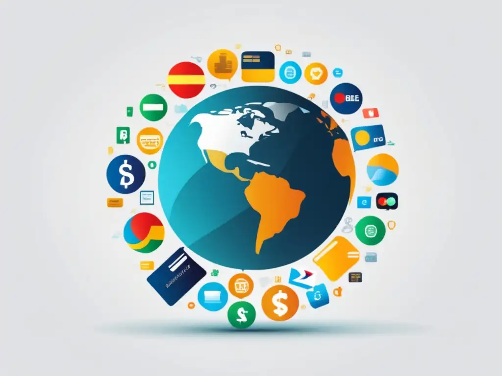 Pago global con iconos interconectados Métodos de pago para recibir pagos de clientes internacionales para freelancers
