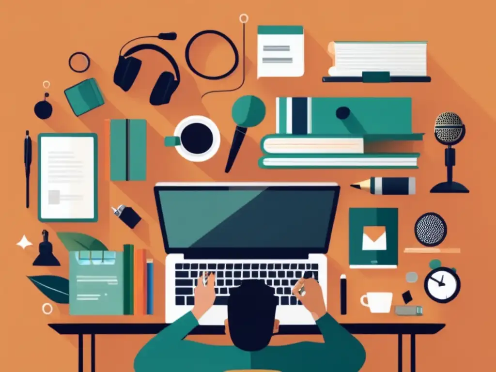 Persona enfocada en crear contenido Freelancer inicia blog/podcast con profesionalismo