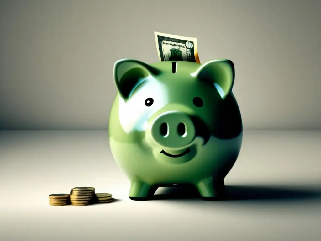 Colchón financiero: hucha moderna con dinero Piggy bank con colchón financiero para freelancers