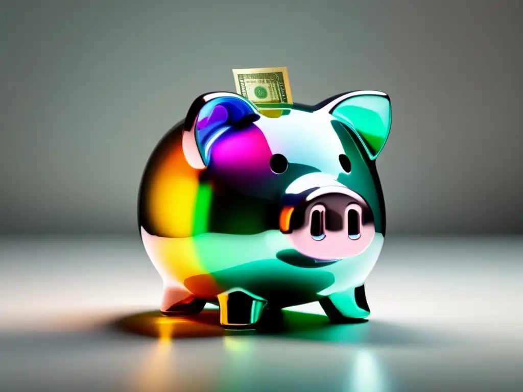 Alcancía transparente con dinero ordenado Piggy bank transparente con dinero colorido - Estrategias para crear un Fondo de Emergencia para freelancers