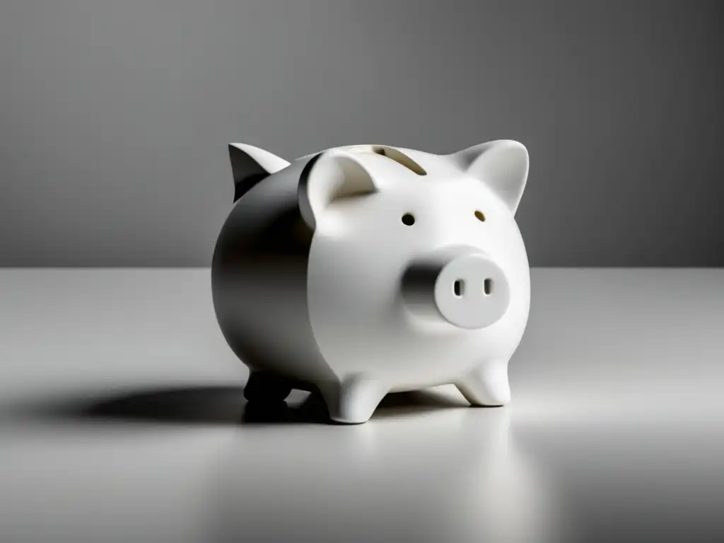 Hucha minimalista para freelancer Cerdo alcancía minimalista en estante blanco - Gestión financiera para freelancers durante crisis