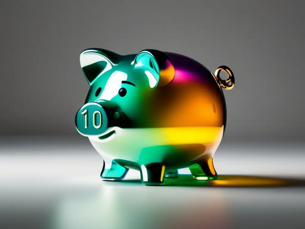 Ahorro e inversión: la importancia del dinero Ahorro e inversión para freelancers en EEUU: Piggy bank con dinero colorido reflejando luz