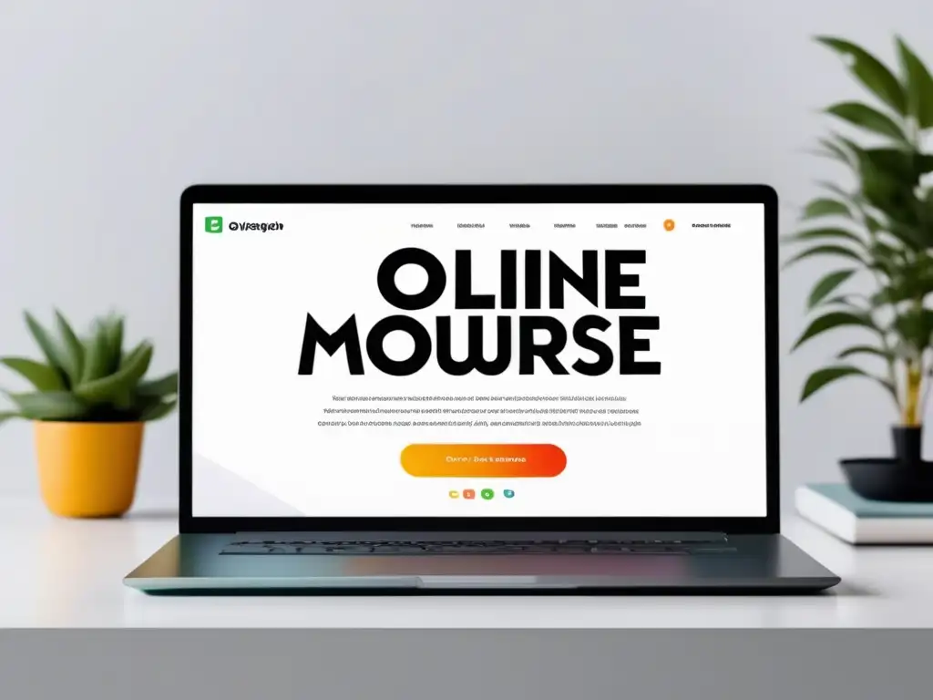 Curso online: plataforma moderna y fácil de usar Laptop moderno en escritorio blanco, plataforma cursos online con ingresos pasivos para freelancers