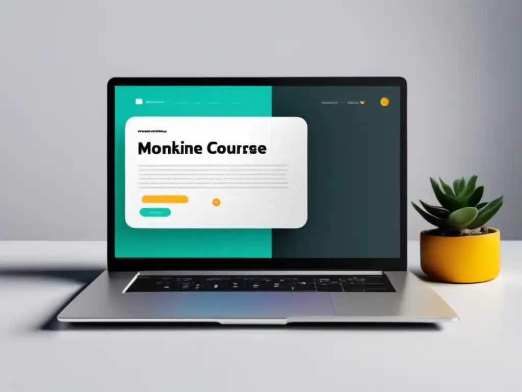 Monetiza tus habilidades con cursos online Laptop minimalista muestra plataforma de cursos online para monetizar habilidades como freelancer