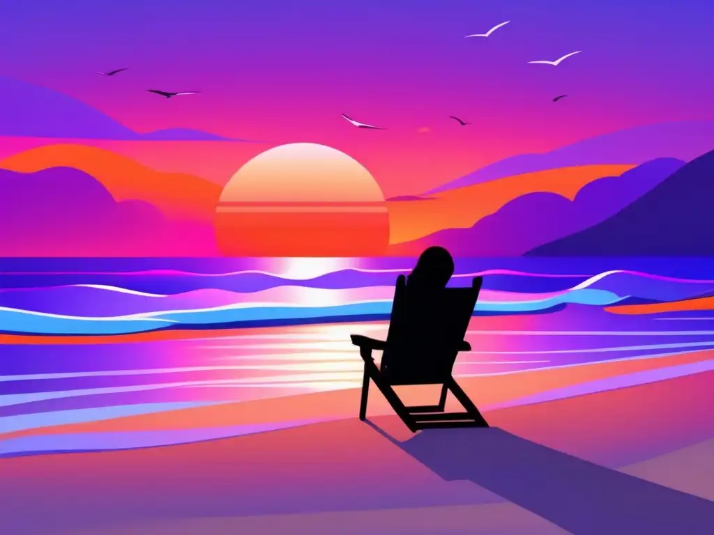 Atardecer en la playa con persona leyendo Playa al atardecer: guía pensiones freelancers